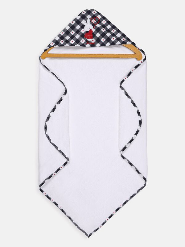 White Terry Towel With Checked Hood image number 1